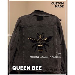 Beaded Bee Jean Jacket